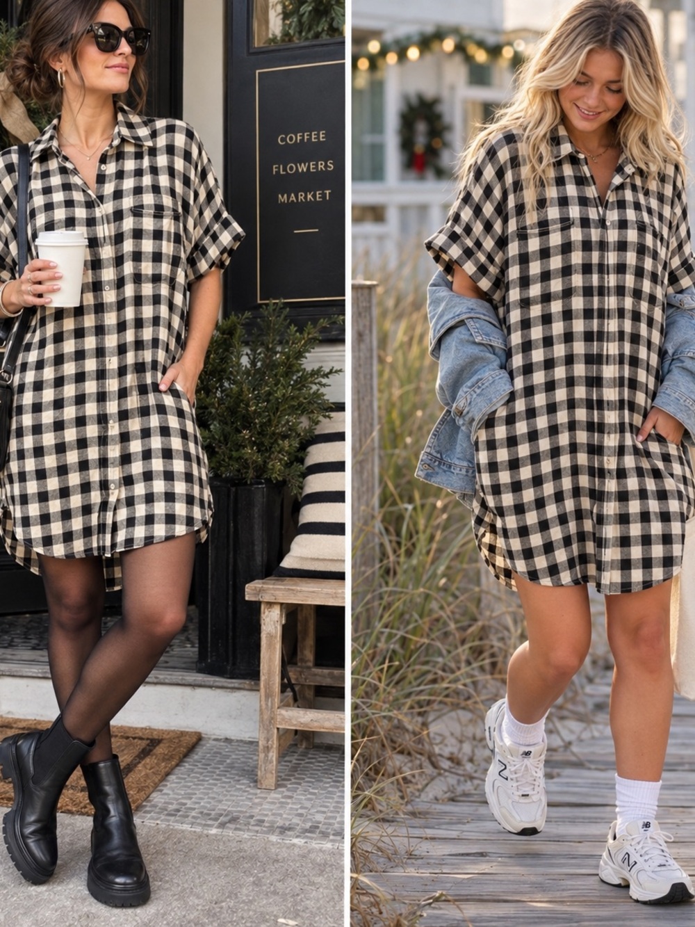 Madewell Courier Shirt Dress XS Black cream Gingham Plaid 2016 Viscose pop